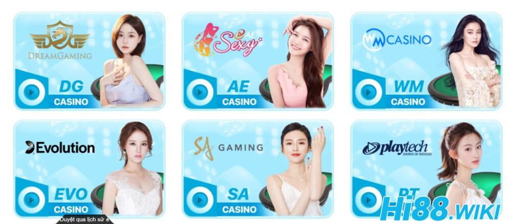 Các sảnh cá cược Live Casino tại Hi88